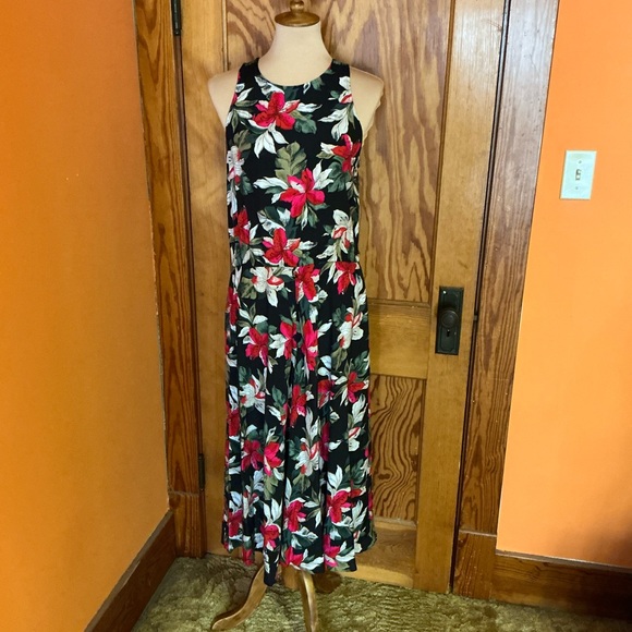 Vintage 90s Bright Tropical Flowers Summer Dress - Picture 4 of 9